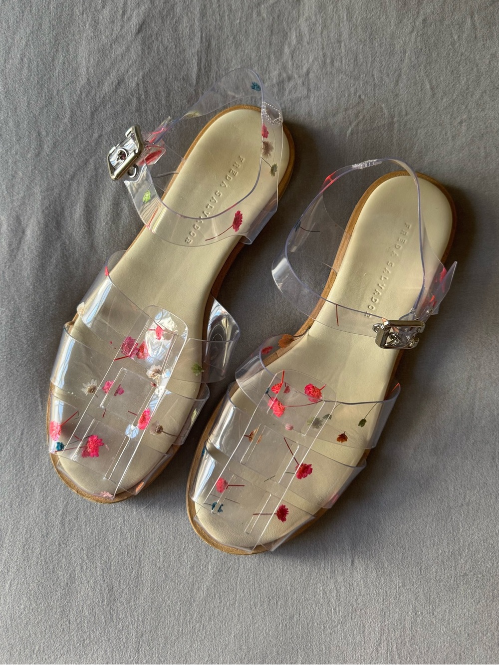 Freda Salvador Clear PVC Sandals with pressed flowers